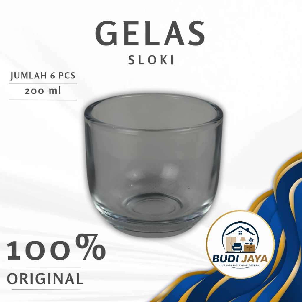 Gelas Sloki Glass Kaca Shot 6pcs Pendek Lebar 200ml