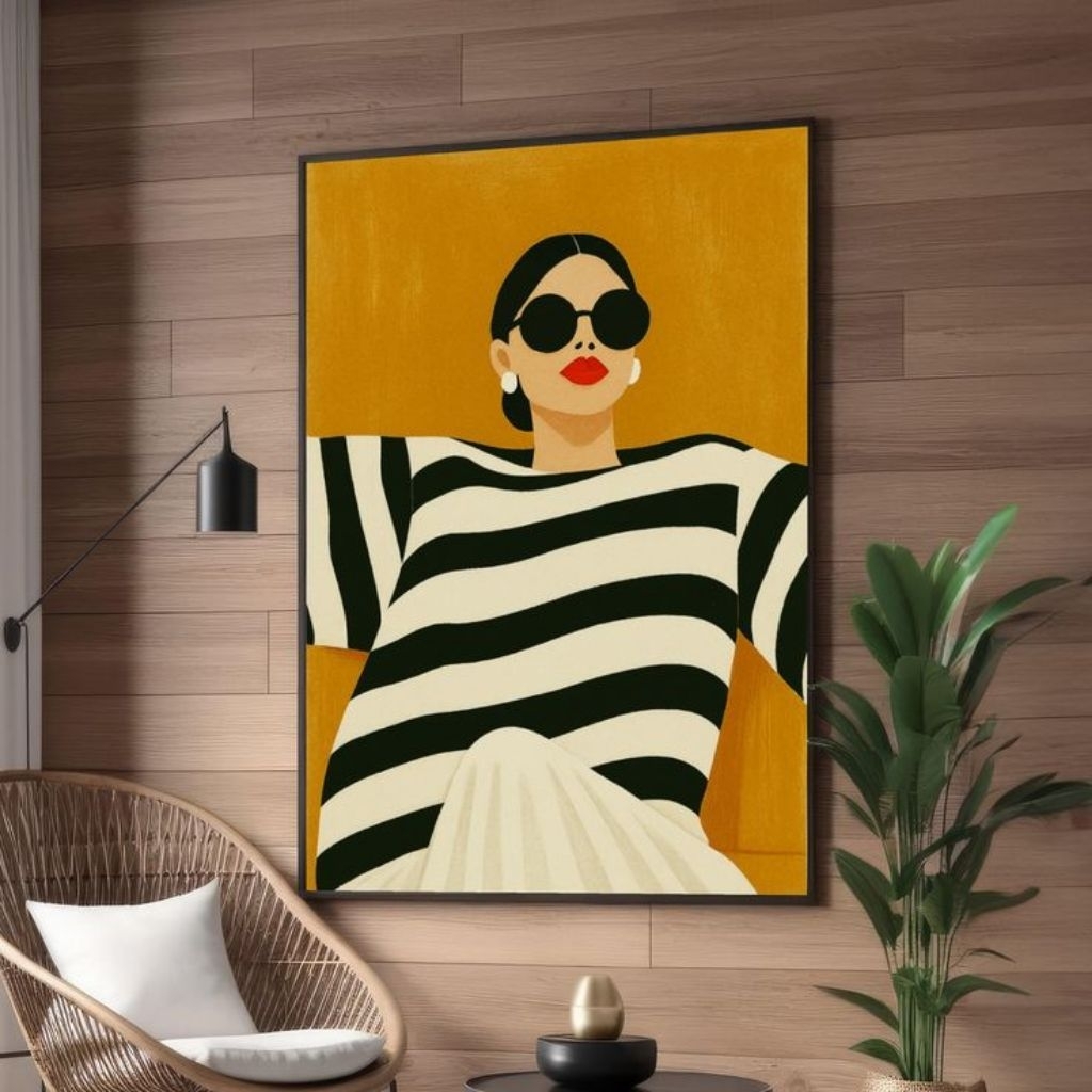 Lukisan Pop Art Women elegan | Akrilik on kanvas | hiasan dinding sudah dirakit - siap pajang | Paja