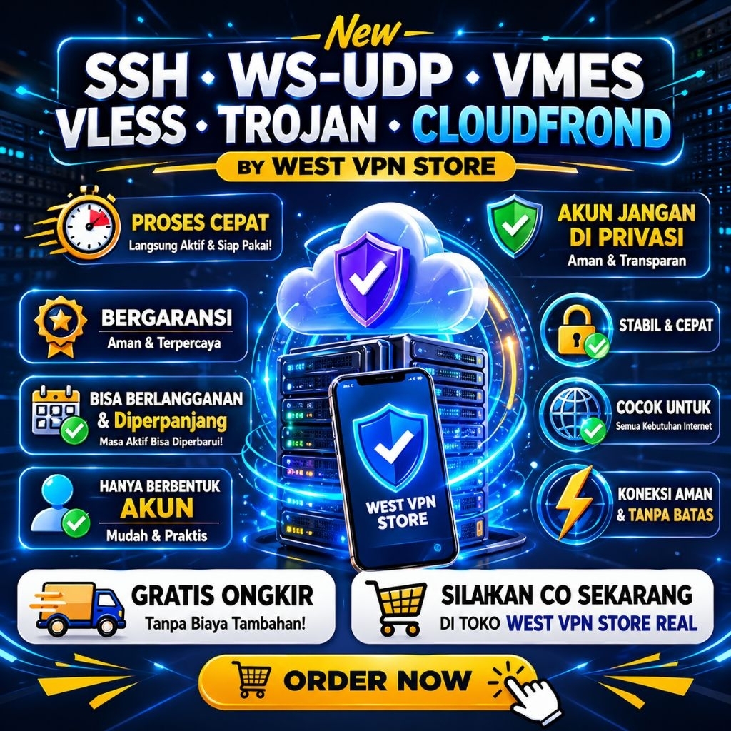 Akun ssh premium West VPN Store real | VMES | VLESS | TROJAN | SSH | UDP 30 HARI