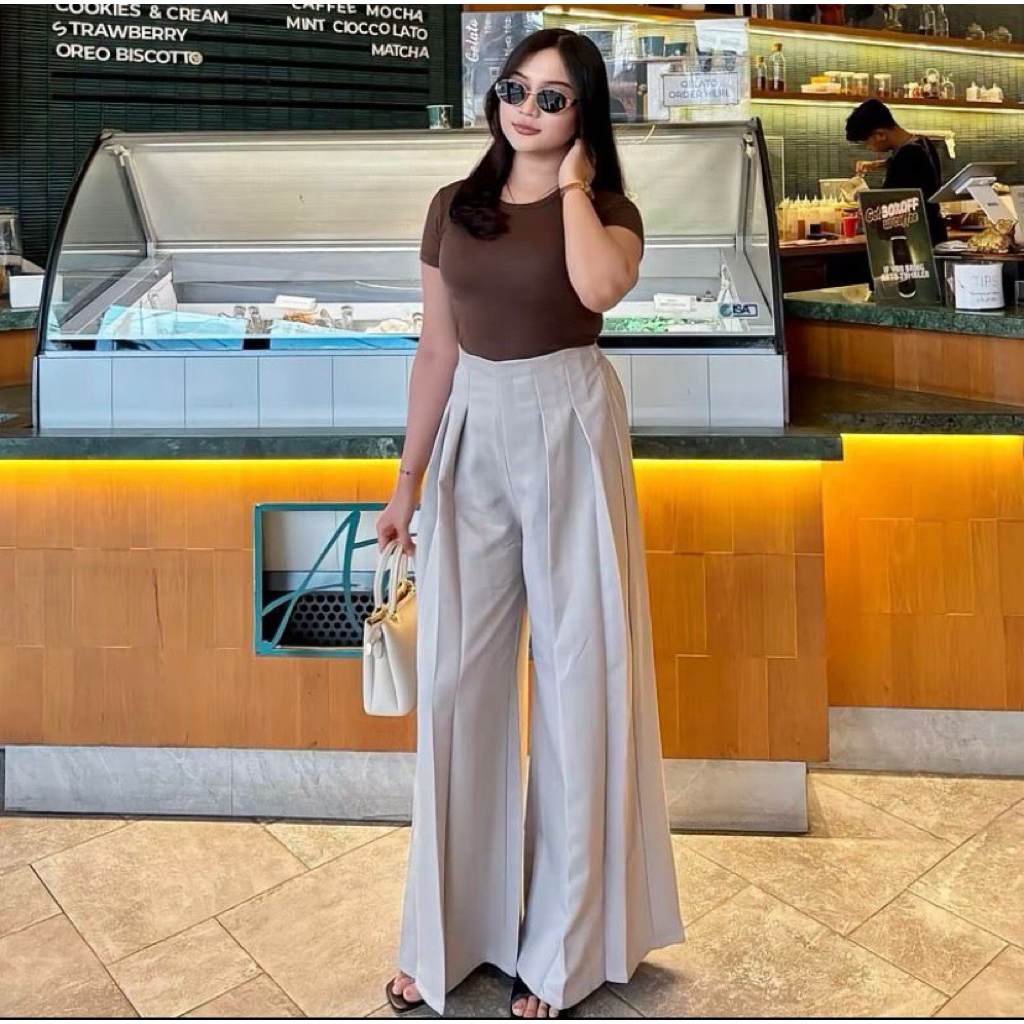 SixTeen-Lavie Pants - Culote Palazzo Highwaist Celana Panjang Wanita - Celana Fashion Muslim Wanita 