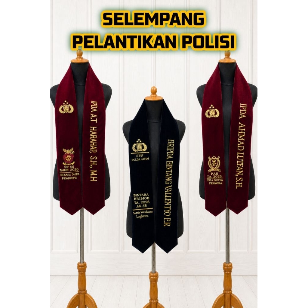 SELEMPANG PELANTIKAN POLISI/POLWAN SIP,SAG,SPN ,Selempang POLRI Bebas Custom