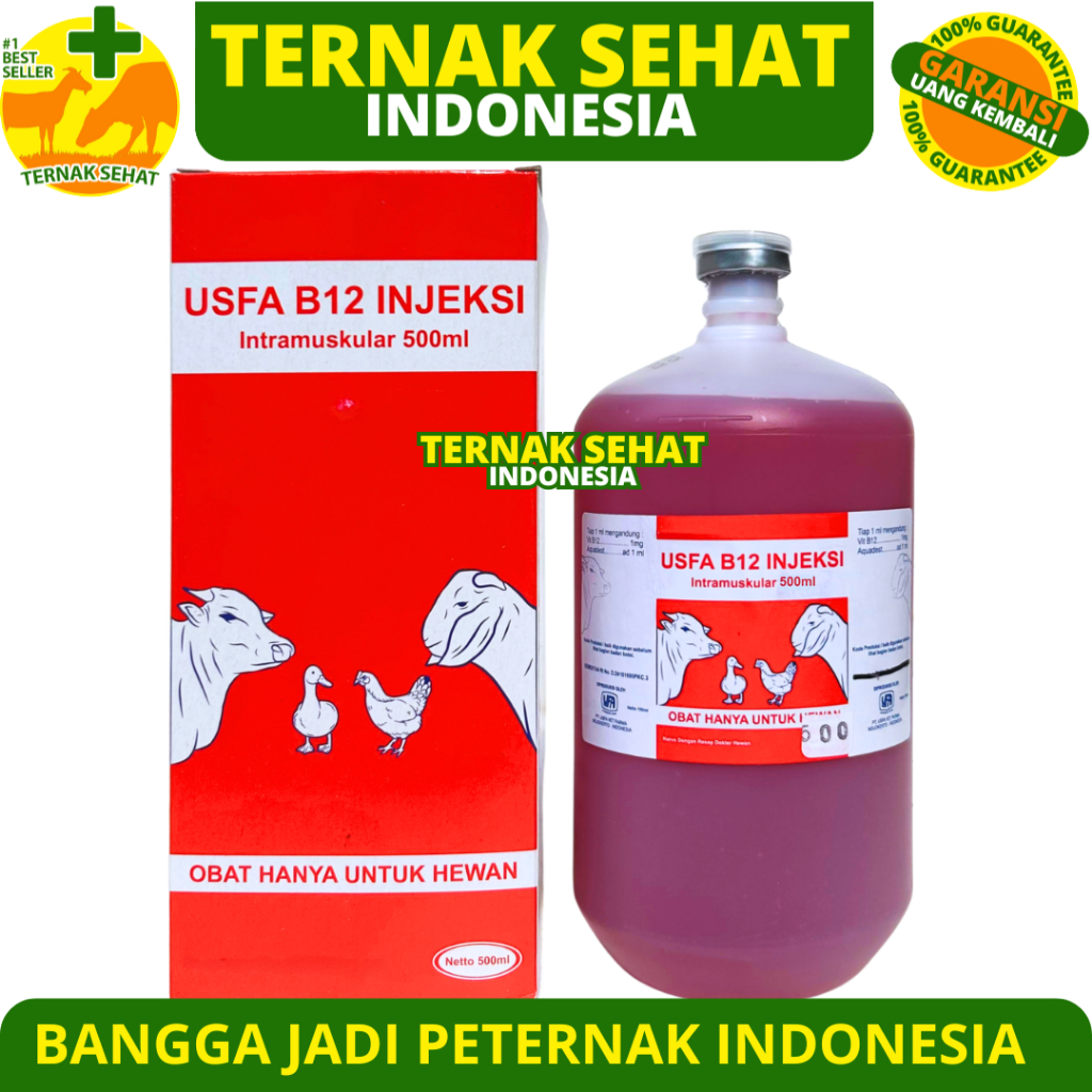 Vitamin B12 Injeksi 500ml untuk Ternak Sapi Kambing - Tingkatkan Nafsu Makan dan Atasi Anemia
