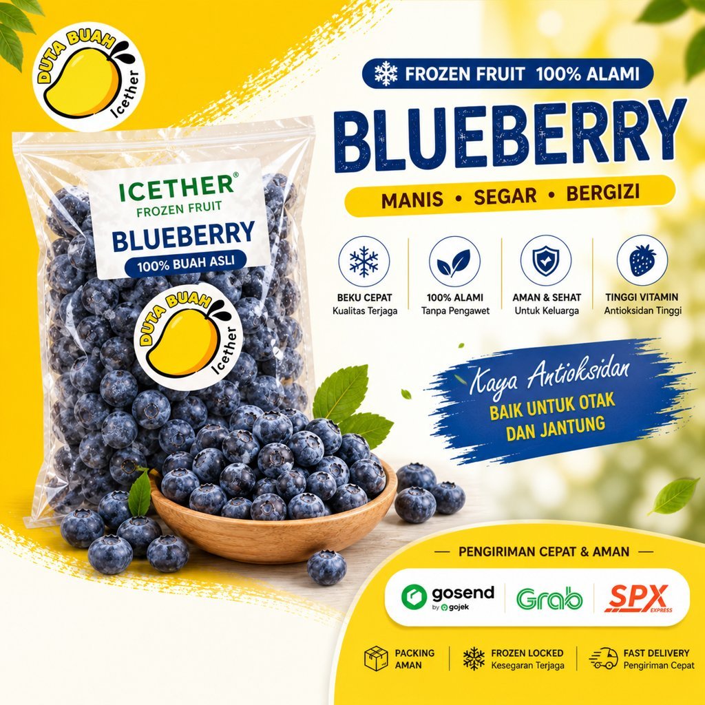 Blueberry IQF Frozen Fruit - Buah Beku Segar Siap Konsumsi | Duta Buah Icether Bandung