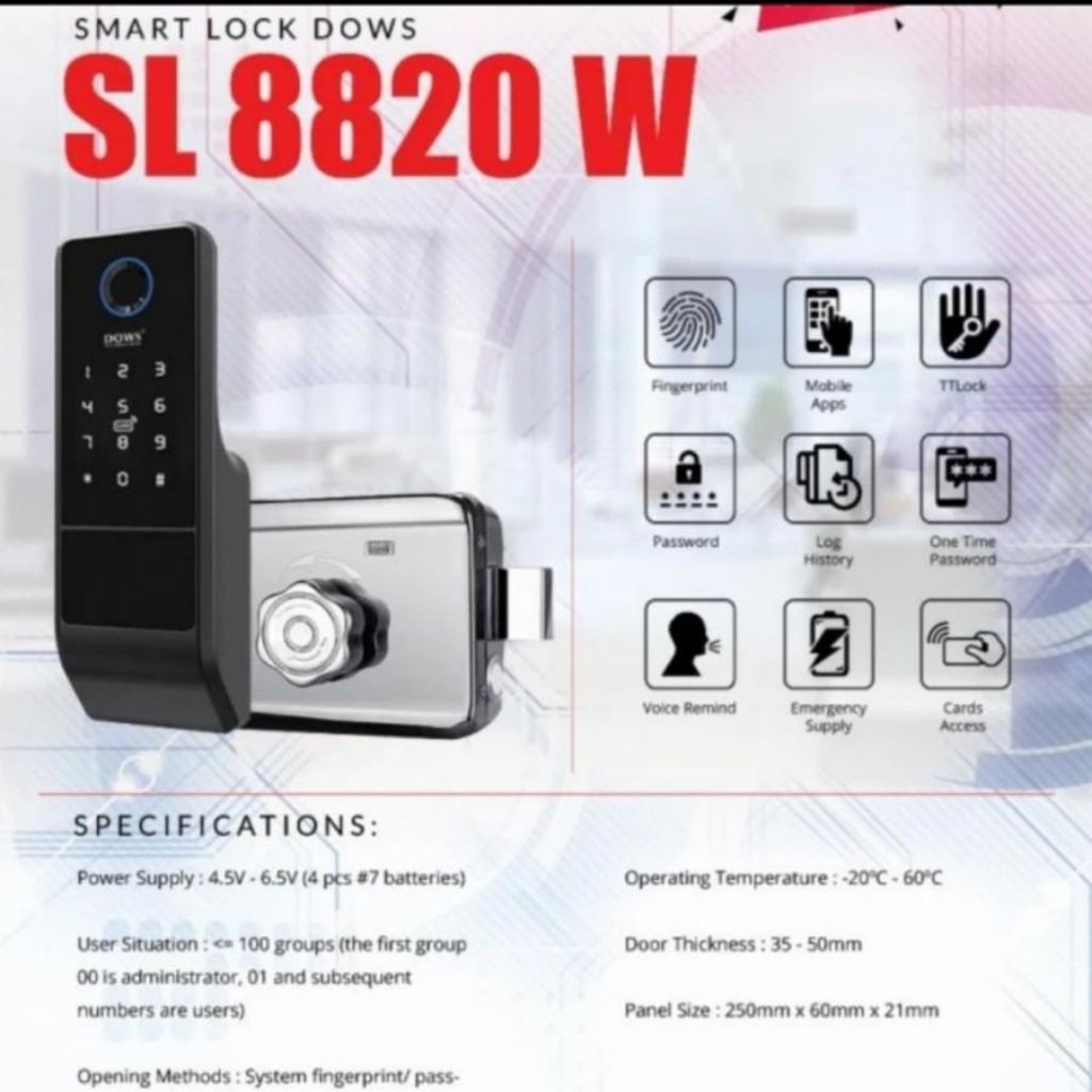 Smart Lock Finger Print Dows SL 8820 - smart lock