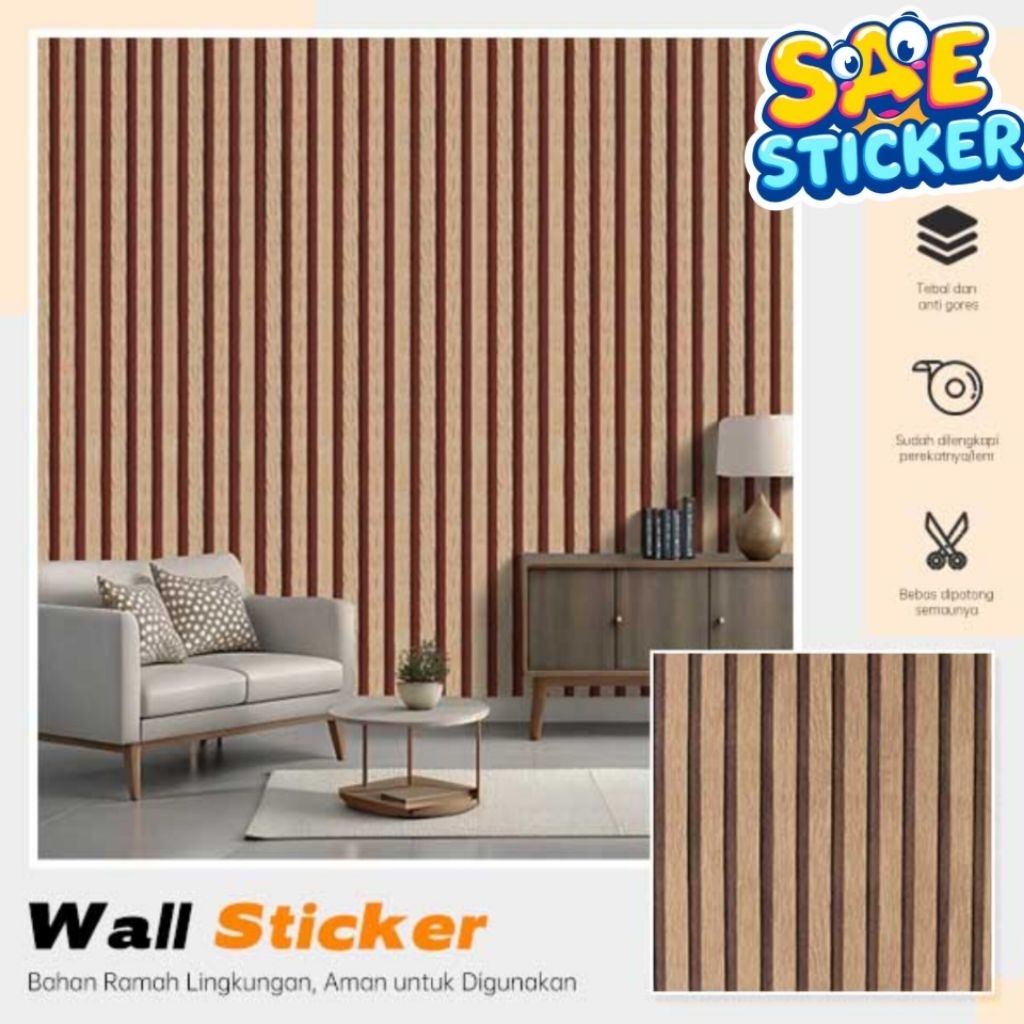 Wallpaper Sticker Dinding Lemari Meja Kayu Triplek Furniture Kichen Set Dapur Motif Garis