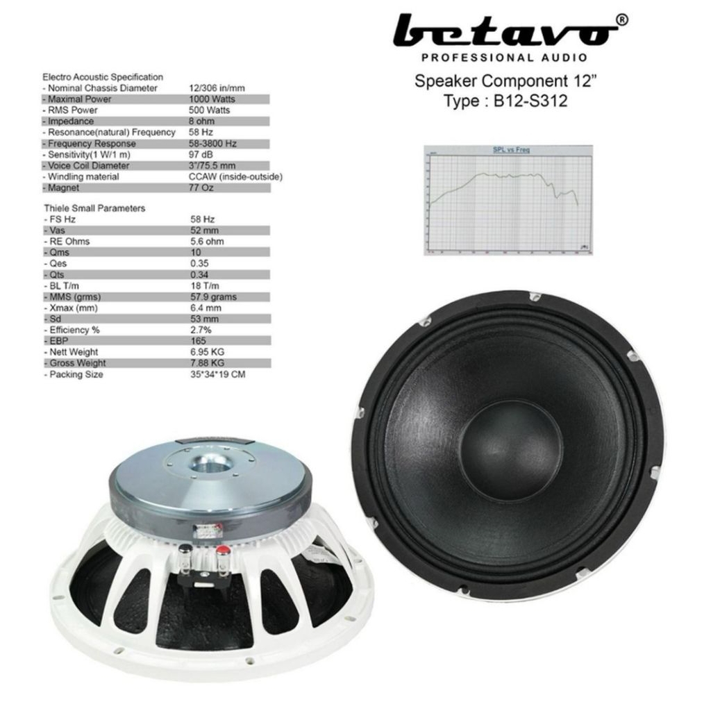 SPEAKER BETAVO 12" B12-S312 ORIGINAL coil 3"