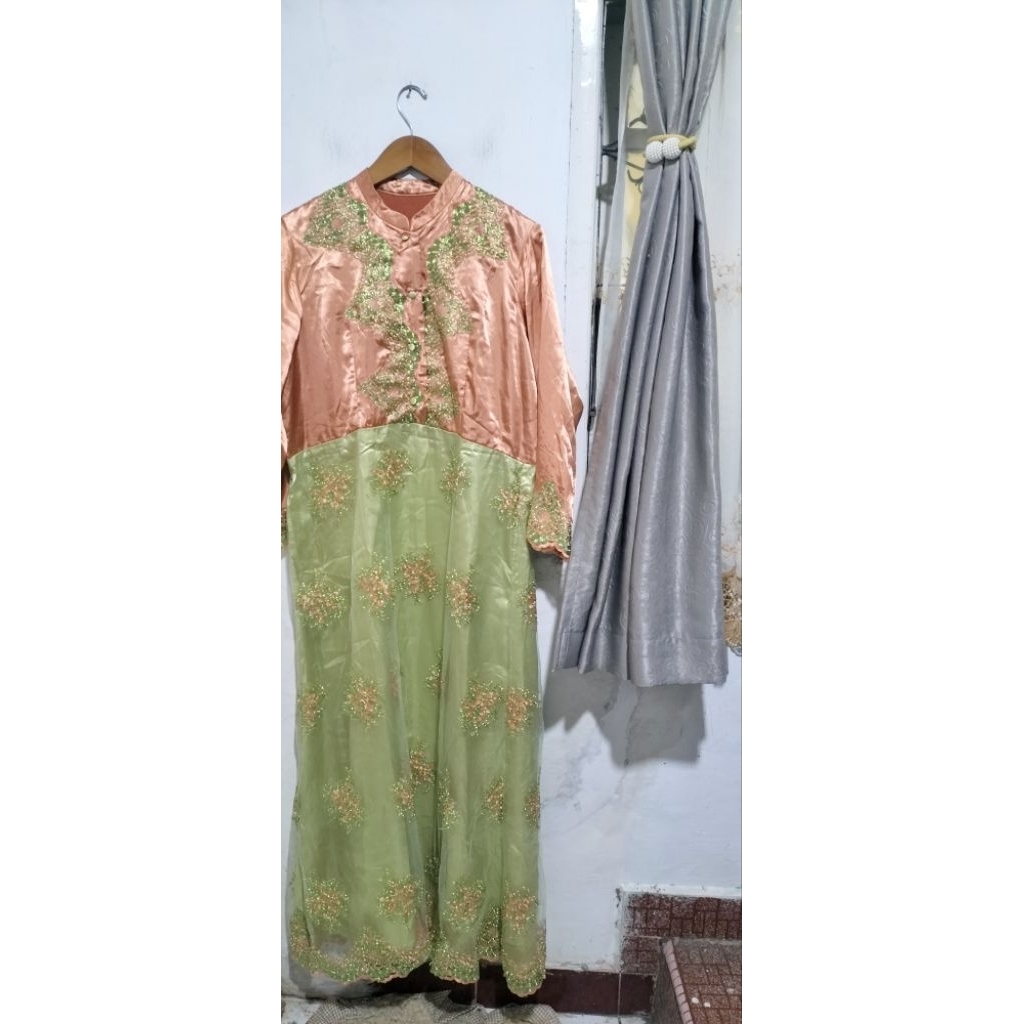 Gamis Long Dress Satin Wanita Kombinasi Tile Jumbo Cantik