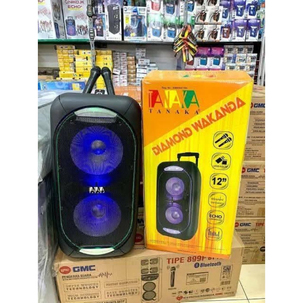 Speaker Bluetooth Portable TANAKA DIAMOND WAKANDA | 2x12" Woofer