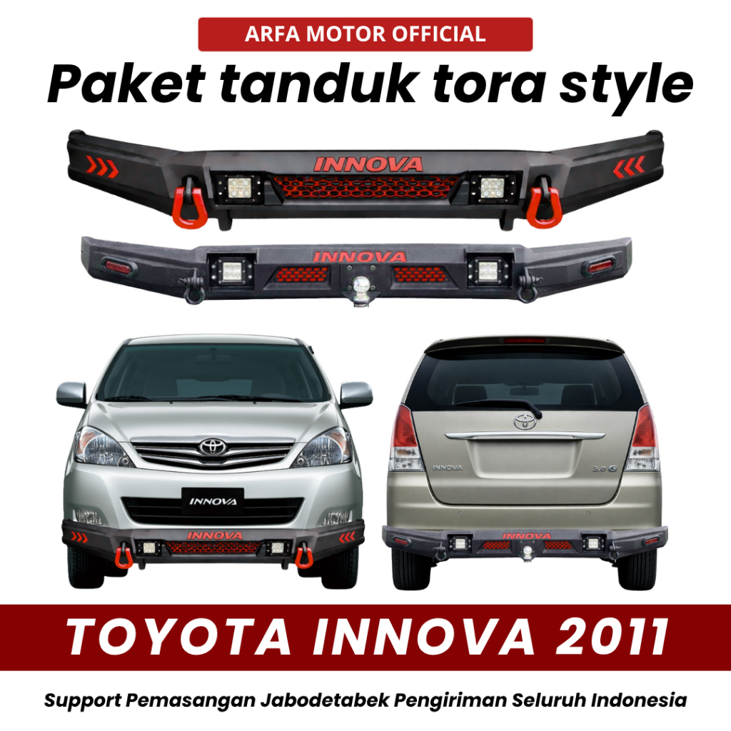 PAKET TANDUK DEPAN TOWING BELAKANG INNOVA 2011 CUSTOM TORA PENGAMAN PELINDUNG BEMPER ANTI KARAT