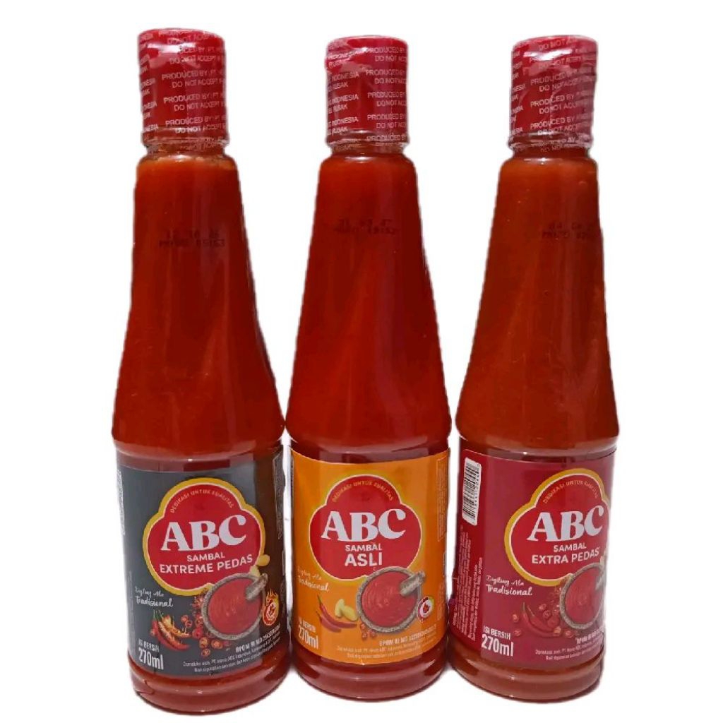 [PAKET 3 BOTOL BESAR RANDOM] ABC SAOS SAMBAL Asli / Extra Pedas / Extreme Pedas 270ml
