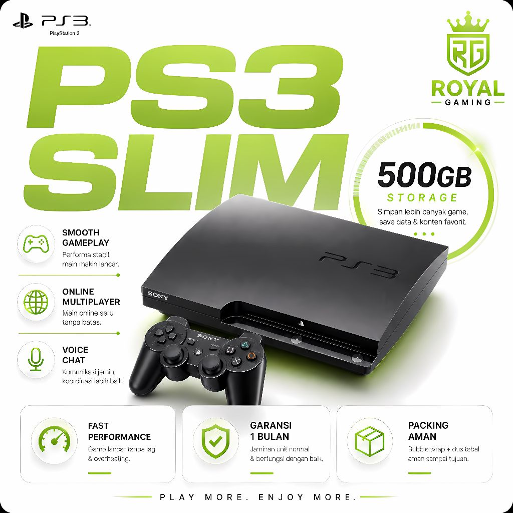 Playstation [ROYALGAMING] 3 Ps3 Slim Seri 20xx/25xx/30xx Sony Cfw 500GB Full Games