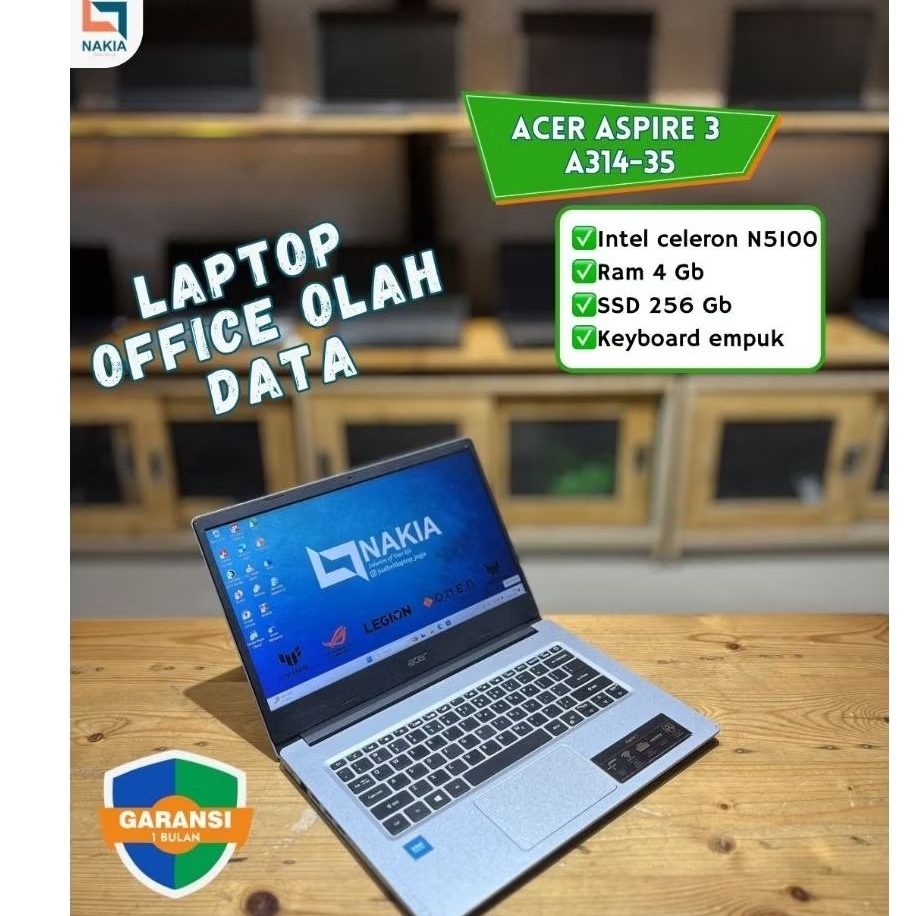 ACER ASPIRE 3 A314-35 Intel celeron N5100 Ram 4 Gb SSD 256 Gb Keyboard empuk
