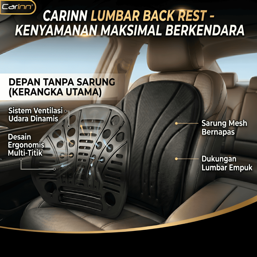 Carinn Sandaran Punggung Jok Mobil | Sandaran Punggung Kursi Kantor