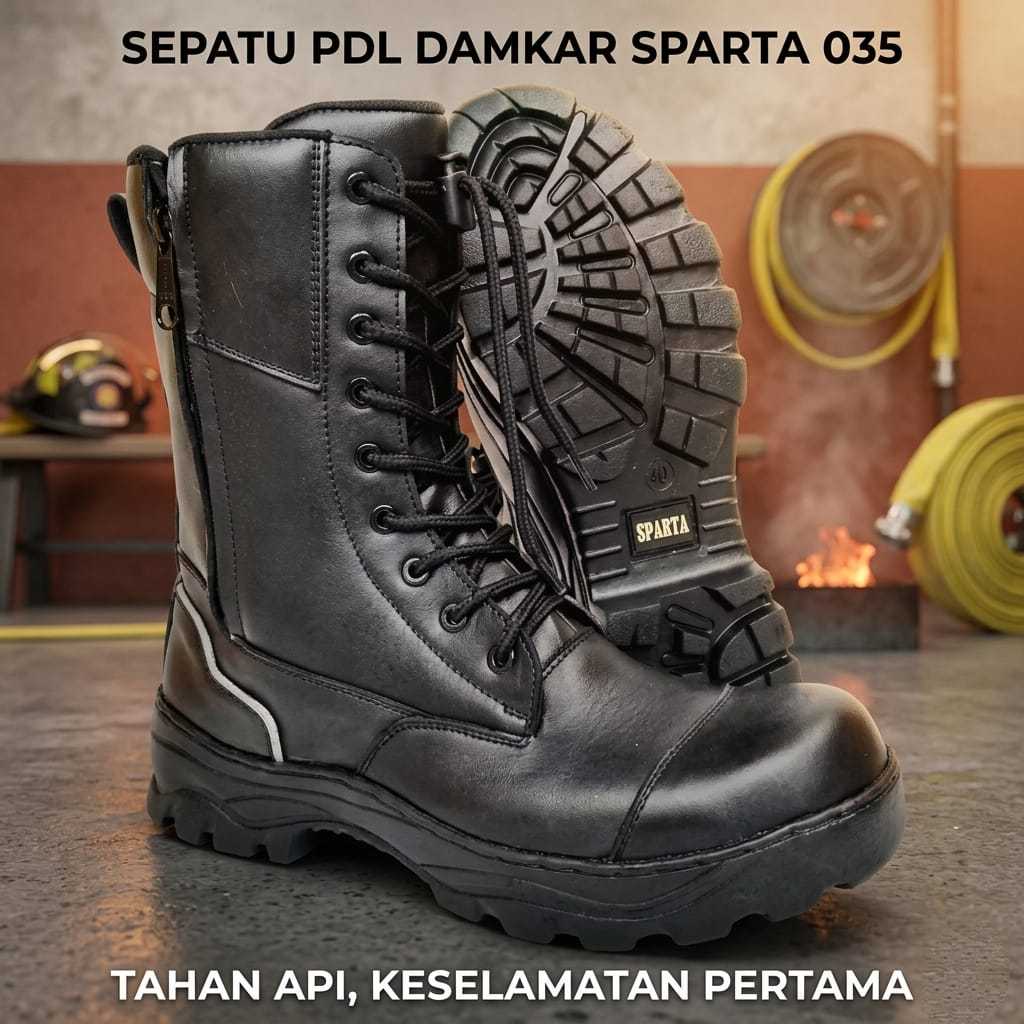 SEPATU PDL KULIT SAFETY UJUNG BESI DAMKAR 035 SPARTA / Sepatu PDL Damkar