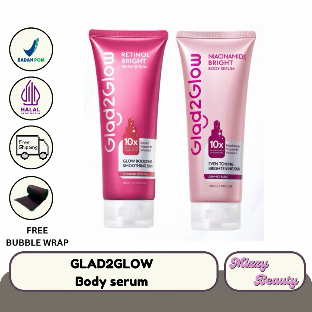 [ New Launch ] Glad2Glow Niacinamide Bright Body Serum Body Lotion 10X Cerah Instant Absorb Whiten T