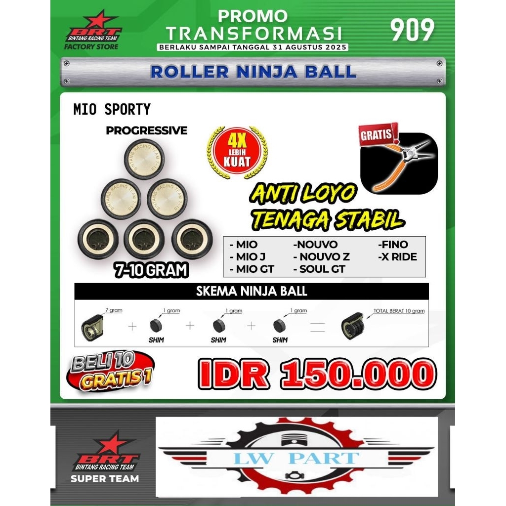 Roller Ninja Ball BRT Mio Sporty - BINTANG RACING TEAM