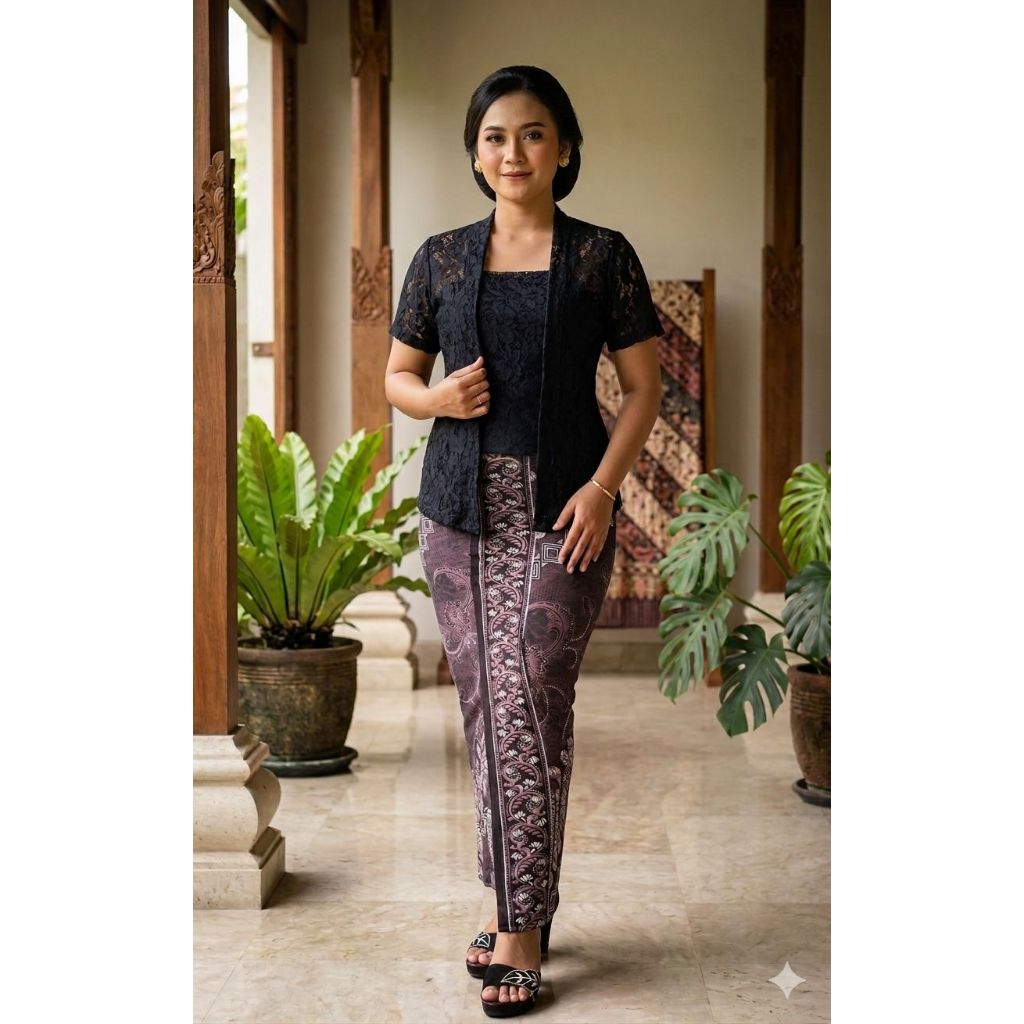 Baju Wanita Lengan Pendek Atasan Kebaya Brukat Bridesmaid Lamaran Wisuda Baju Kondangan Brokat Tile 
