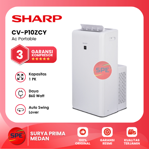 AC PORTABLE 1 PK SHARP CV-P10ZCY ( GARANSI RESMI MEDAN )