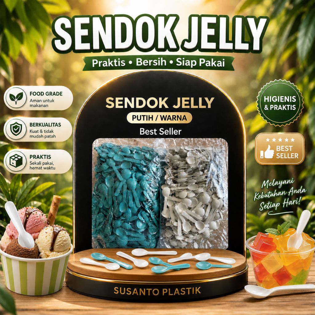 Sendok Jelly Plastik Warna | Sendok Jelly Plastik Putih 1 kg