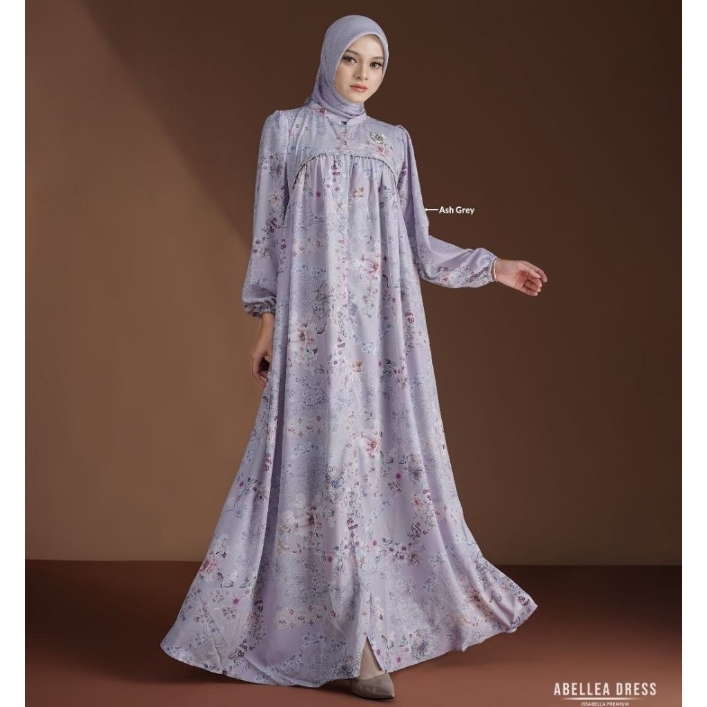Nadheera Luxury - Abellea Dress Gamis Wanita Issabella Premium Motif Bunga Mewah Busui Friendly