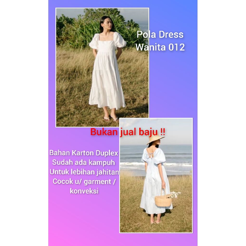 Pola Dress Wanita 012 - Pola Baju Sewing Pattern