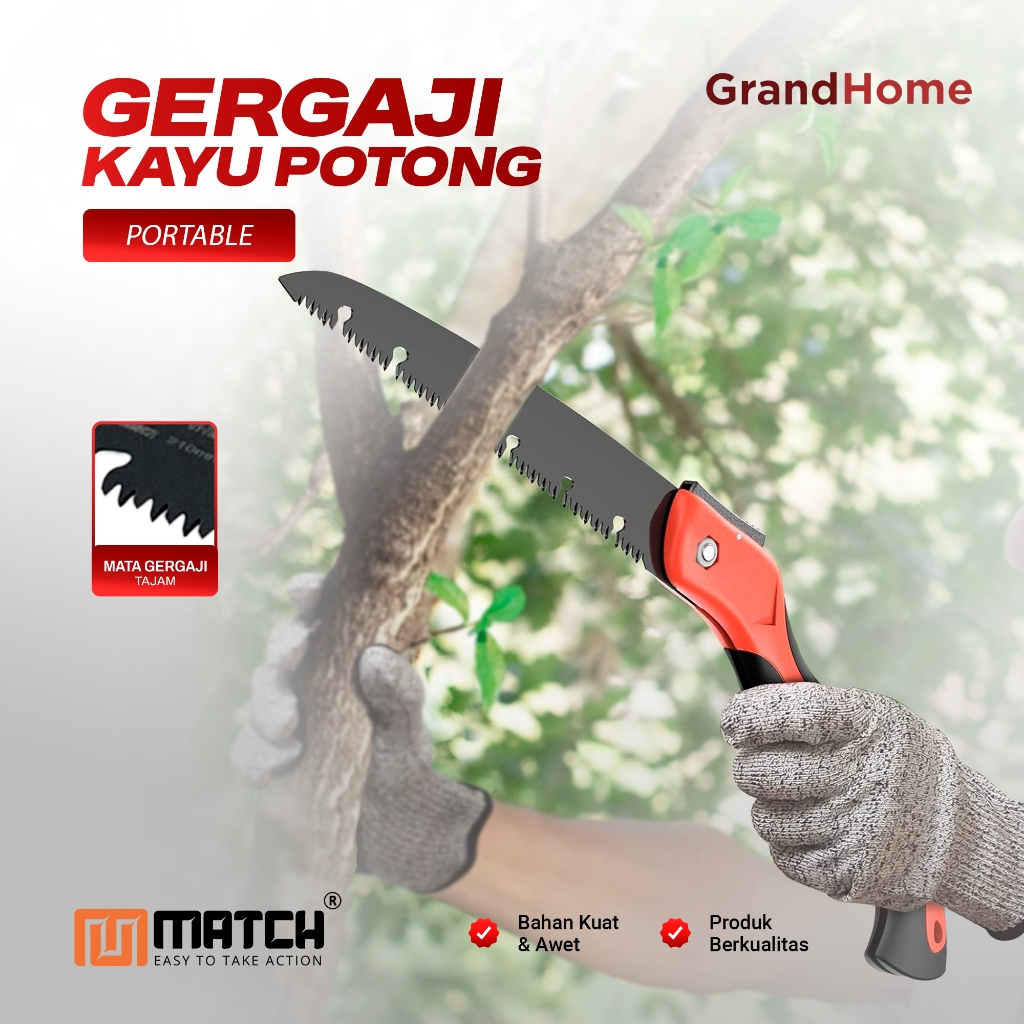 MATCH Gergaji Kayu Manual Hand Saw Tajam | Gergaji Tukang Potong Kayu & Dahan