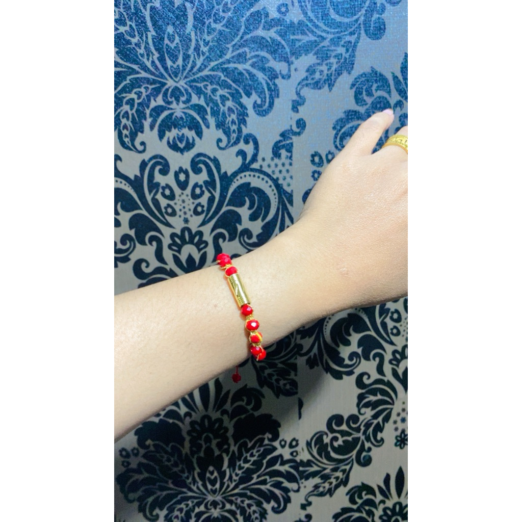 GELANG pandora merah lapis emas premium