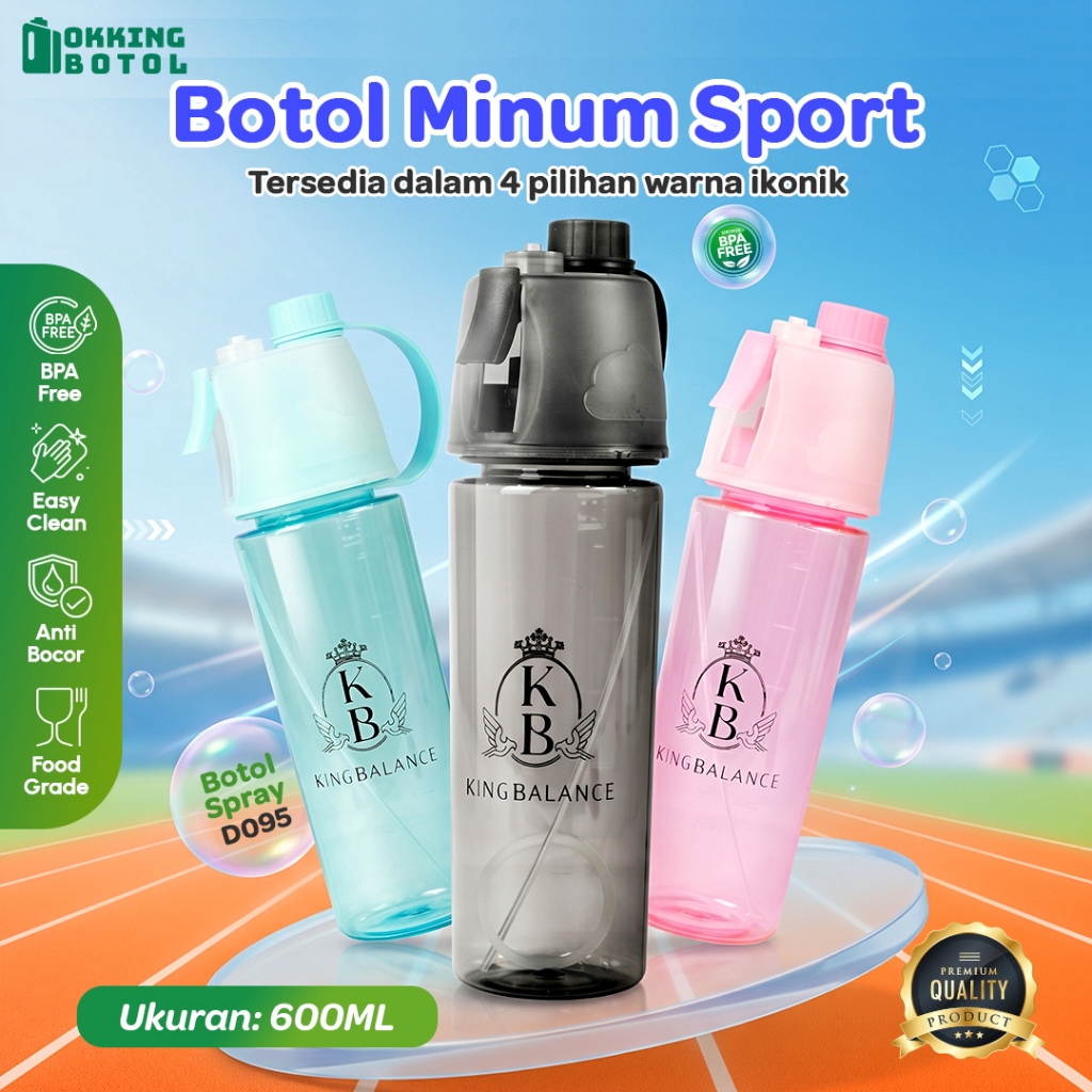 Botol minum semprot Sport Spray Water / Botol Minum Sport Spray Water Bottle 600 ML BPA FREE D095