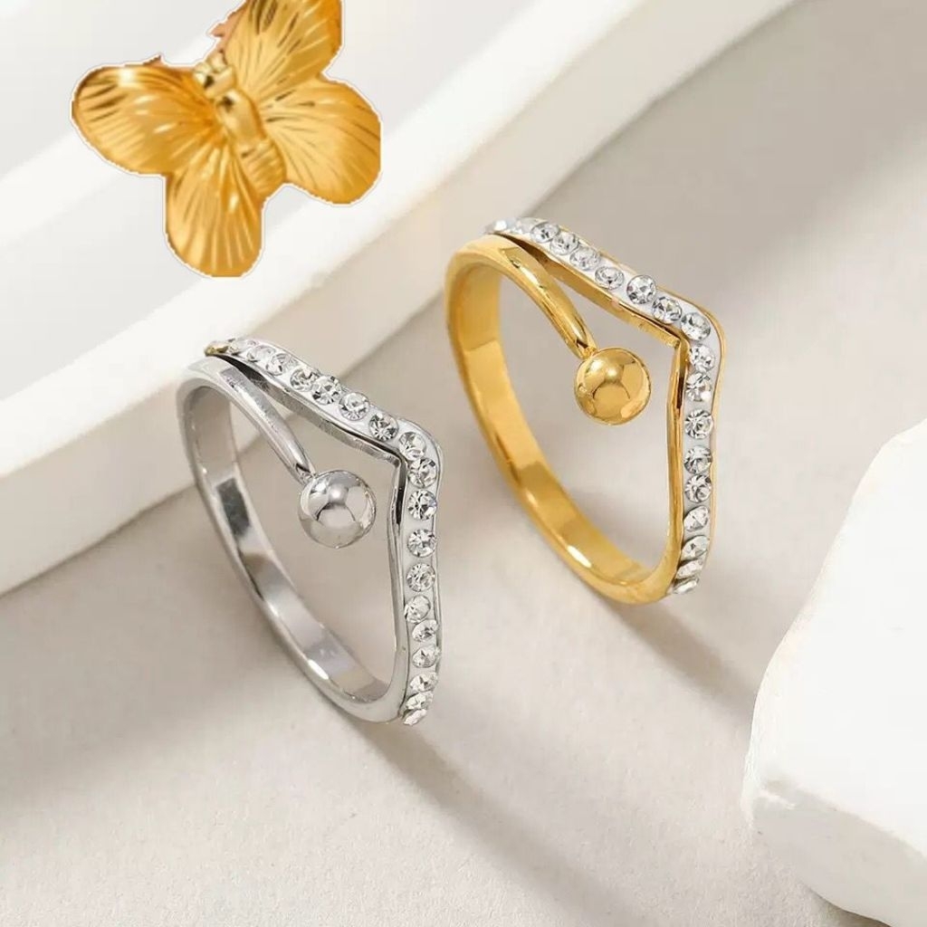Cincin permata bola titanium asli