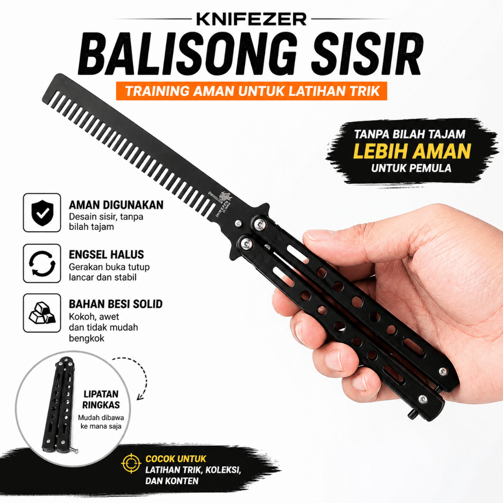 Benchmade Sisir Besi Lipat Butterfly Model Balisong Belajar Trik Melatih Latihan Pisau Balisong
