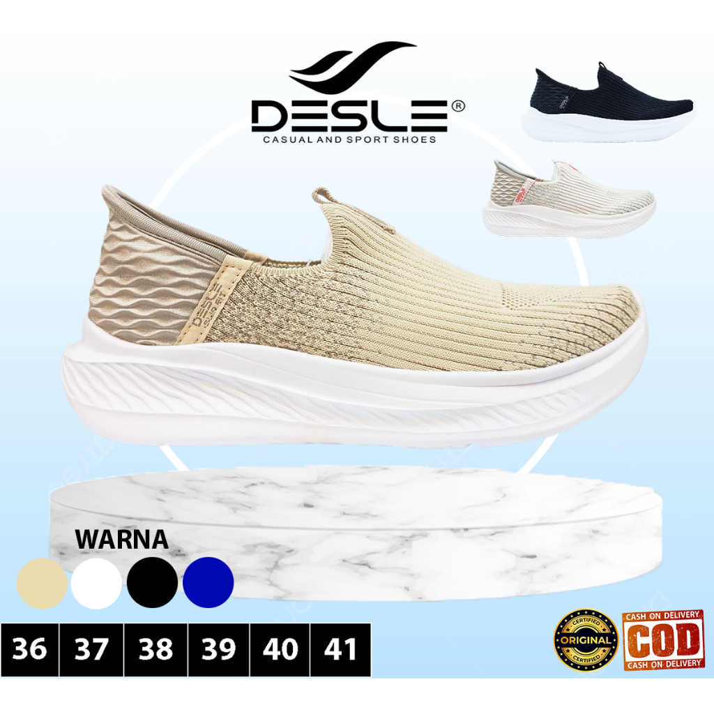 DESLE ALICE Sepatu Sneakers Olahraga Slip On Perempuan Wanita Ringan Original