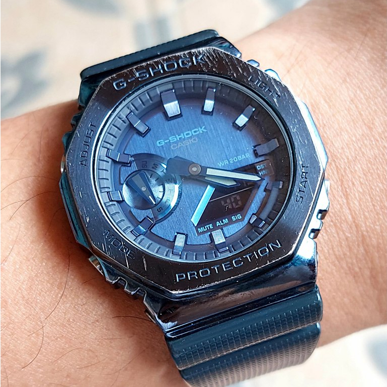 G-Shock GM-2100N-2ADR Metal Covered Anadigi Blue Oak Second Mulus