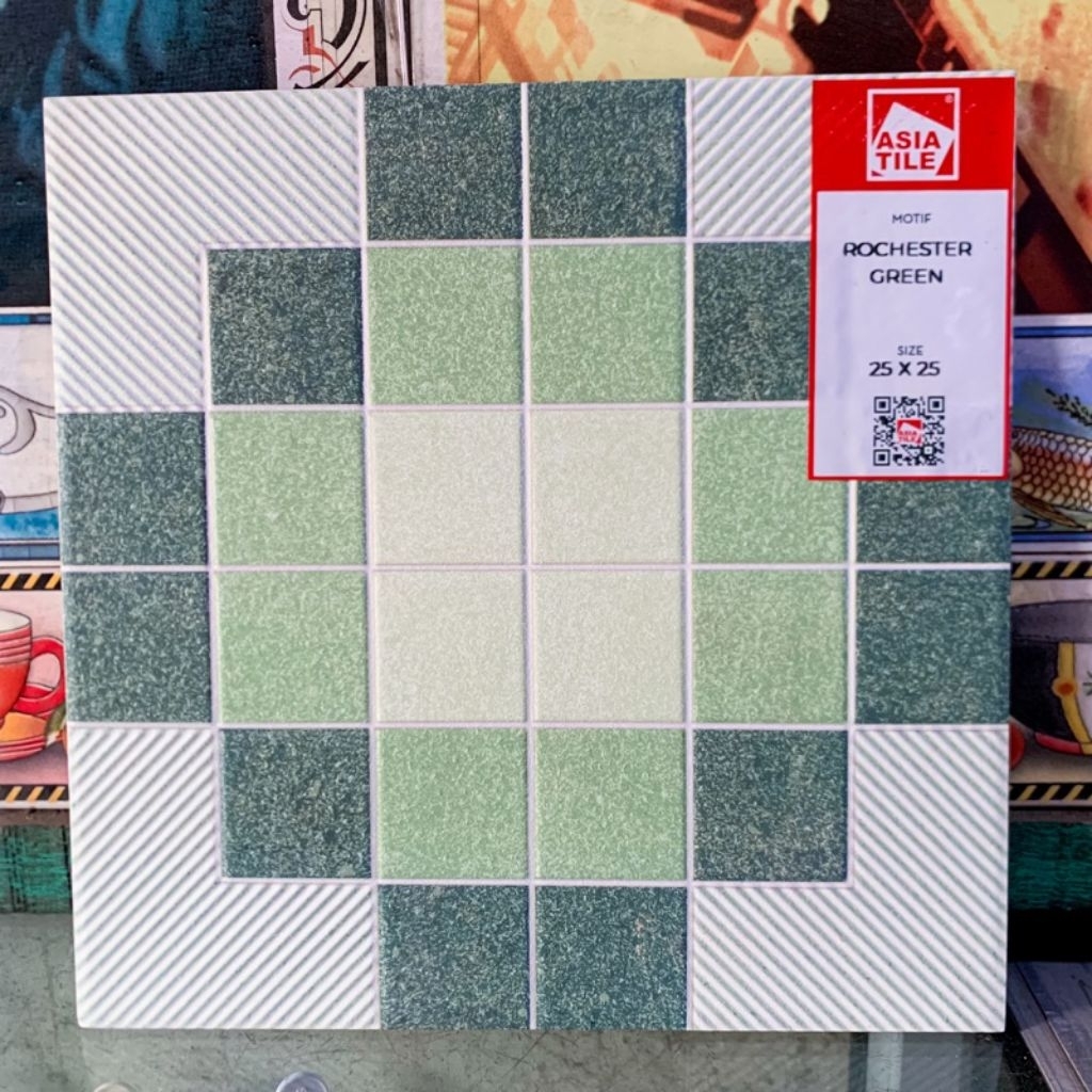 ASIA TILE KERAMIK LANTAI KAMAR MANDI KASAR 25X25 KW A RAFA BLUE BIRU ROCCO GREEN HIJAU