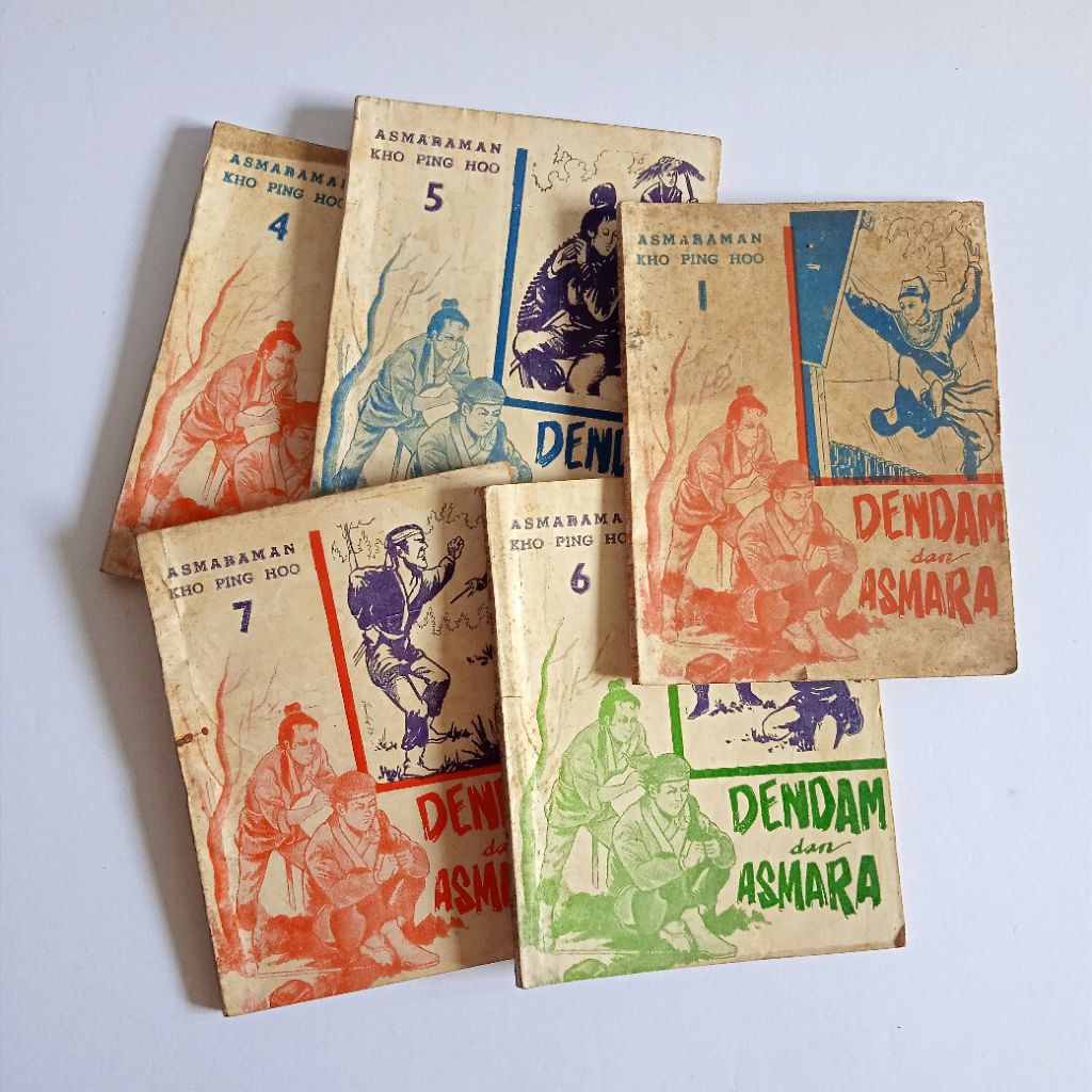 Antik Vintage Buku Cersil Lama Pretelan Dendam dan Asmara  - Asmaraman Kho Ping Hoo 5 Buku Jilid 1-8