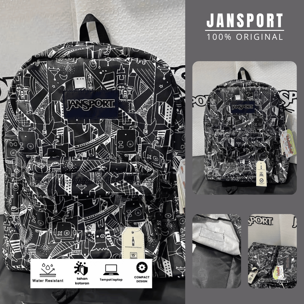 Tas Jansport Geometric Premium Original Tas Sekolah Ransel Pria Wanita Kekinian Tas Trendy