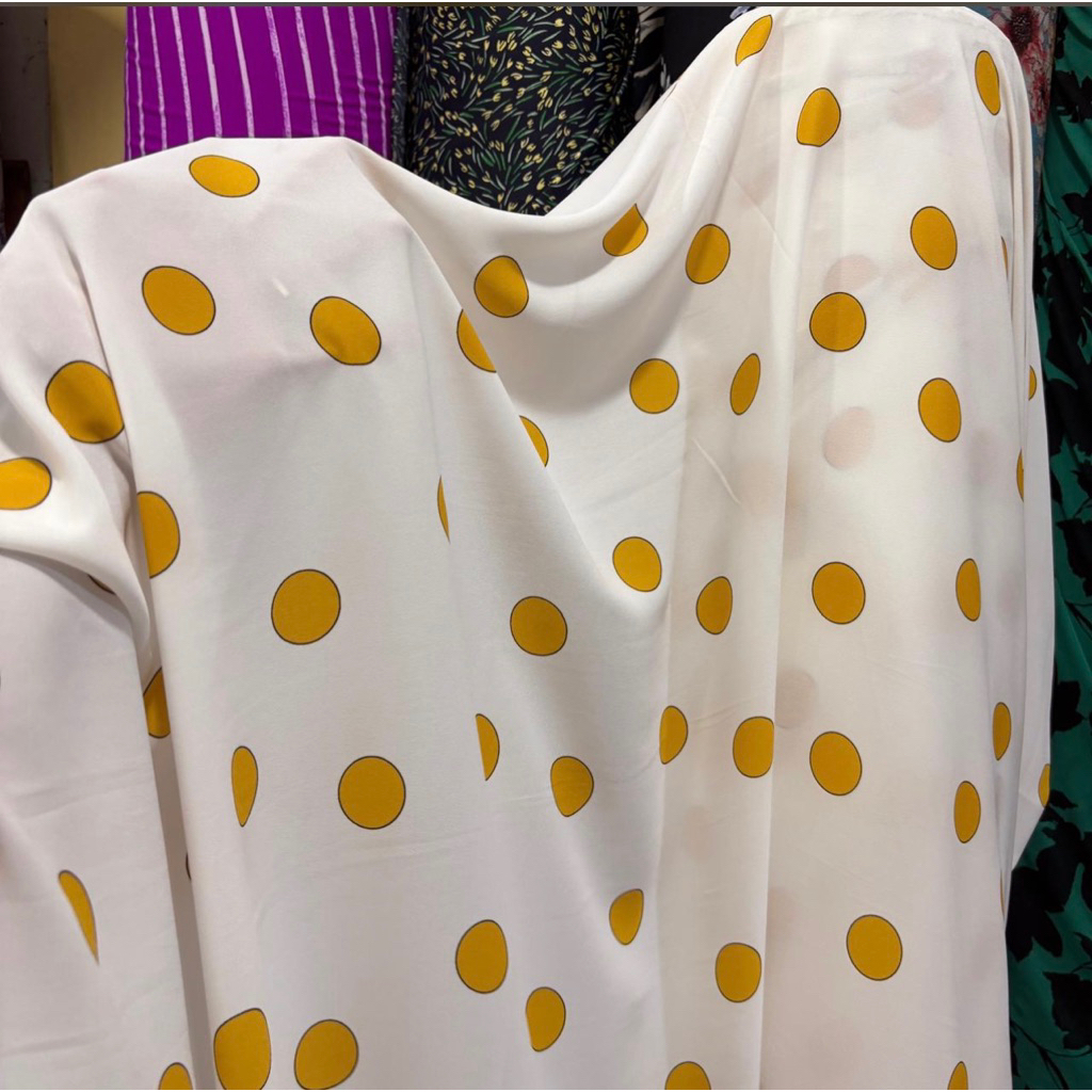 Kain Ceruty zara Pokadot - Kain Polkadot - Kain Motif Polkadot kuning
