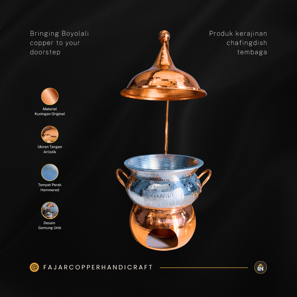 Chafing Dish Kuningan 7 Liter Desain Gantung Unik - Tempat Prasmanan Ukir Tangan Eksklusif  by fajar