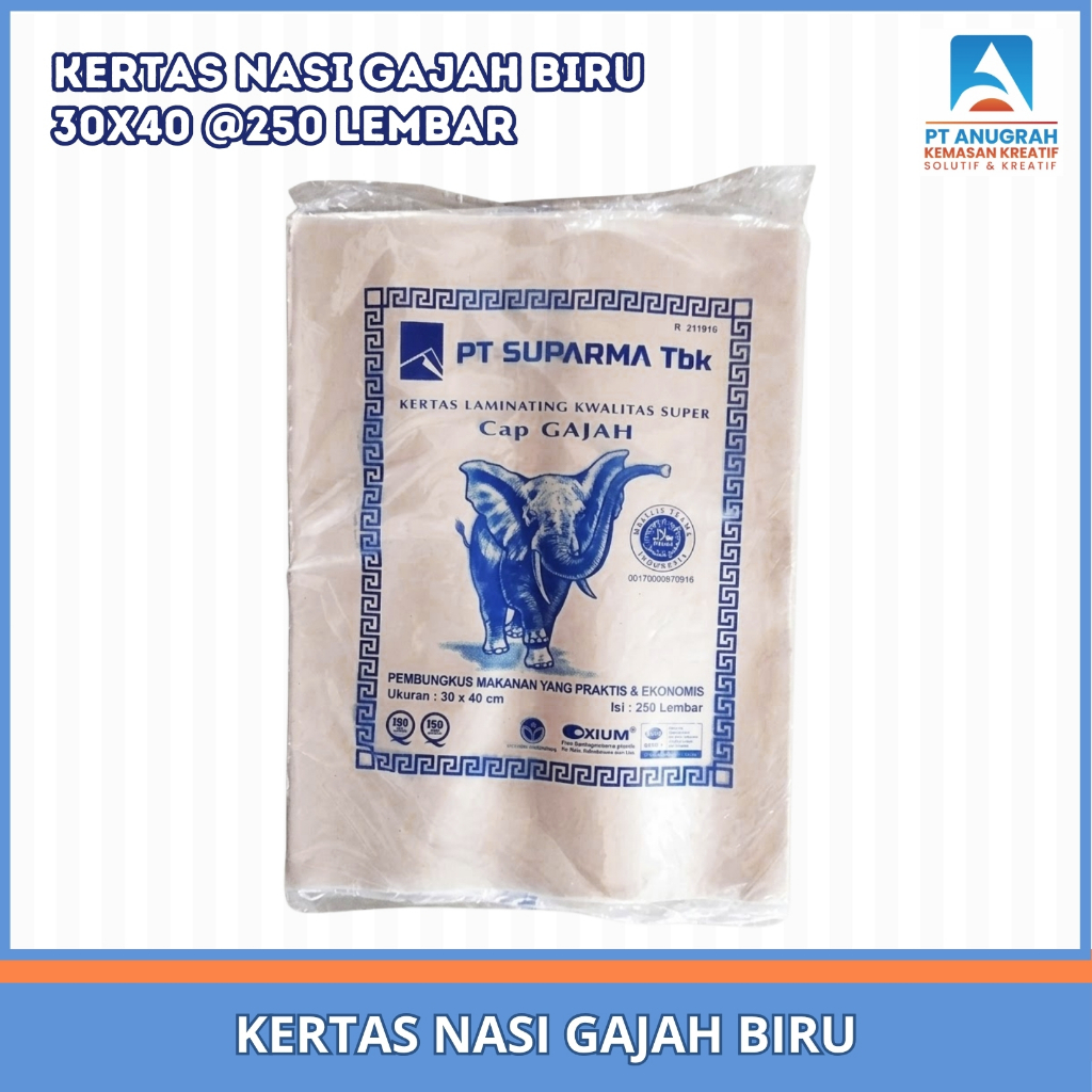 Kertas Nasi Coklat / Kertas Minyak Gajah Biru 30x40 (250 Lbr)