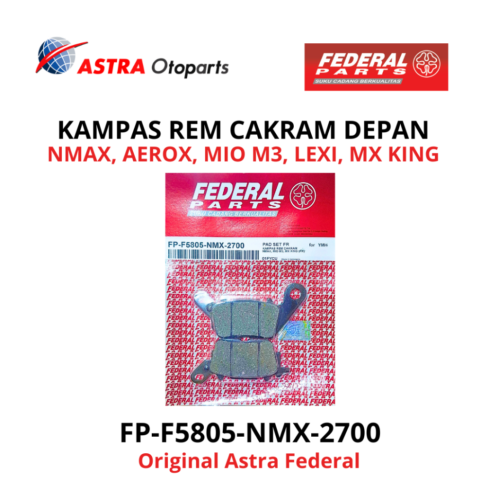 Kampas Rem Cakram Depan NMAX, AEROX, LEXI, MIO M3, MX KING Federal