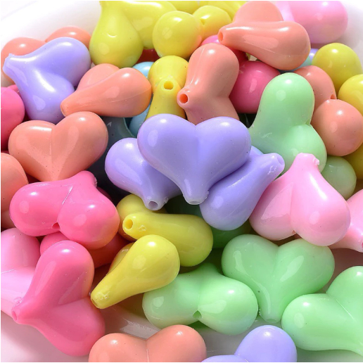 12pcs Manik Love Besar Pastel - Mote Love