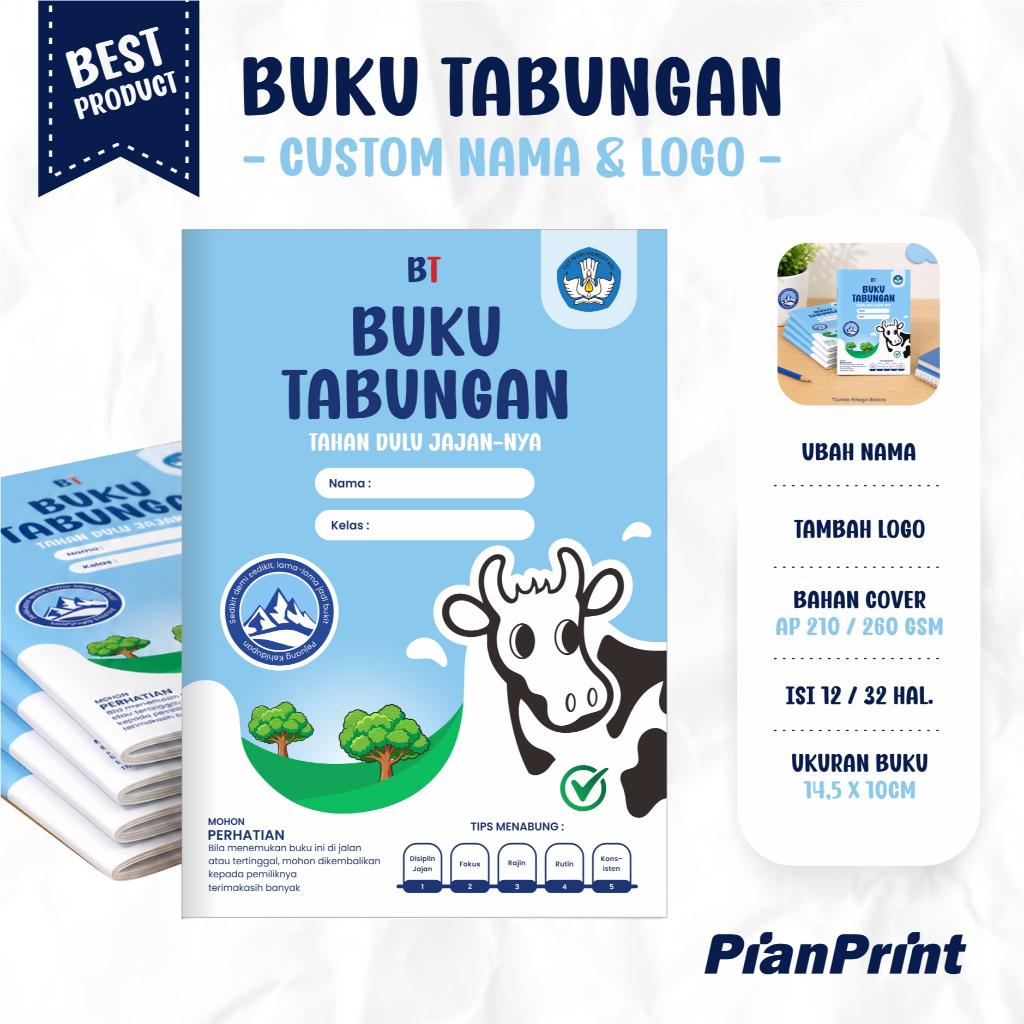 Buku Tabungan Custom | Buku Tabungan Sekolah Custom