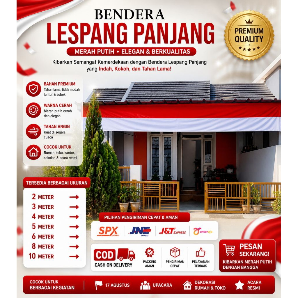 Bendera panjang bendera gapura 10meter Bendera lespang Bendera gapura