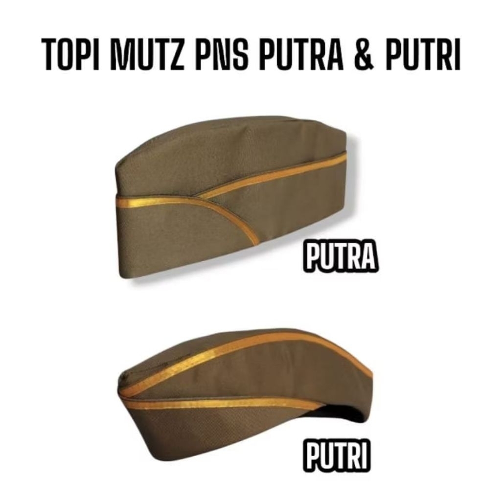TOPI MUTZ PNS Bahan Drill Coklat Tebal Pria Wanita