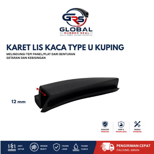 Karet Lis Kaca 12mm Type u Kuping | Meteran