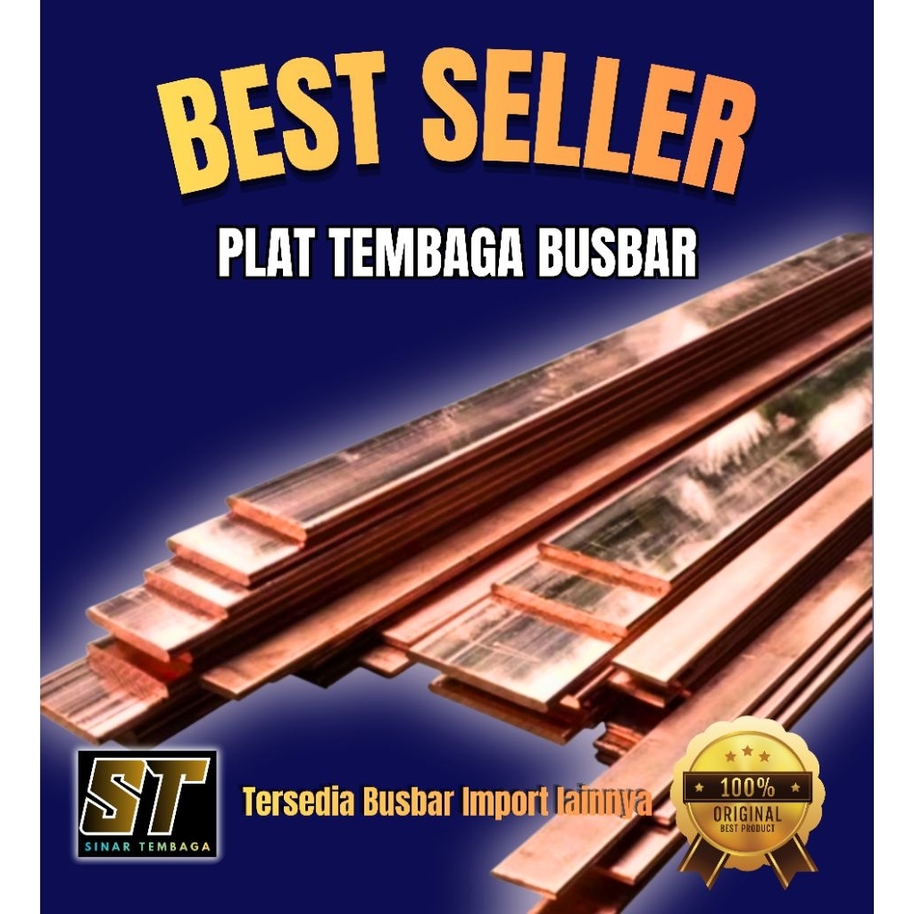 Plat Tembaga Busbar 10mm x 40mm x 1000mm - Busbar tembaga murni