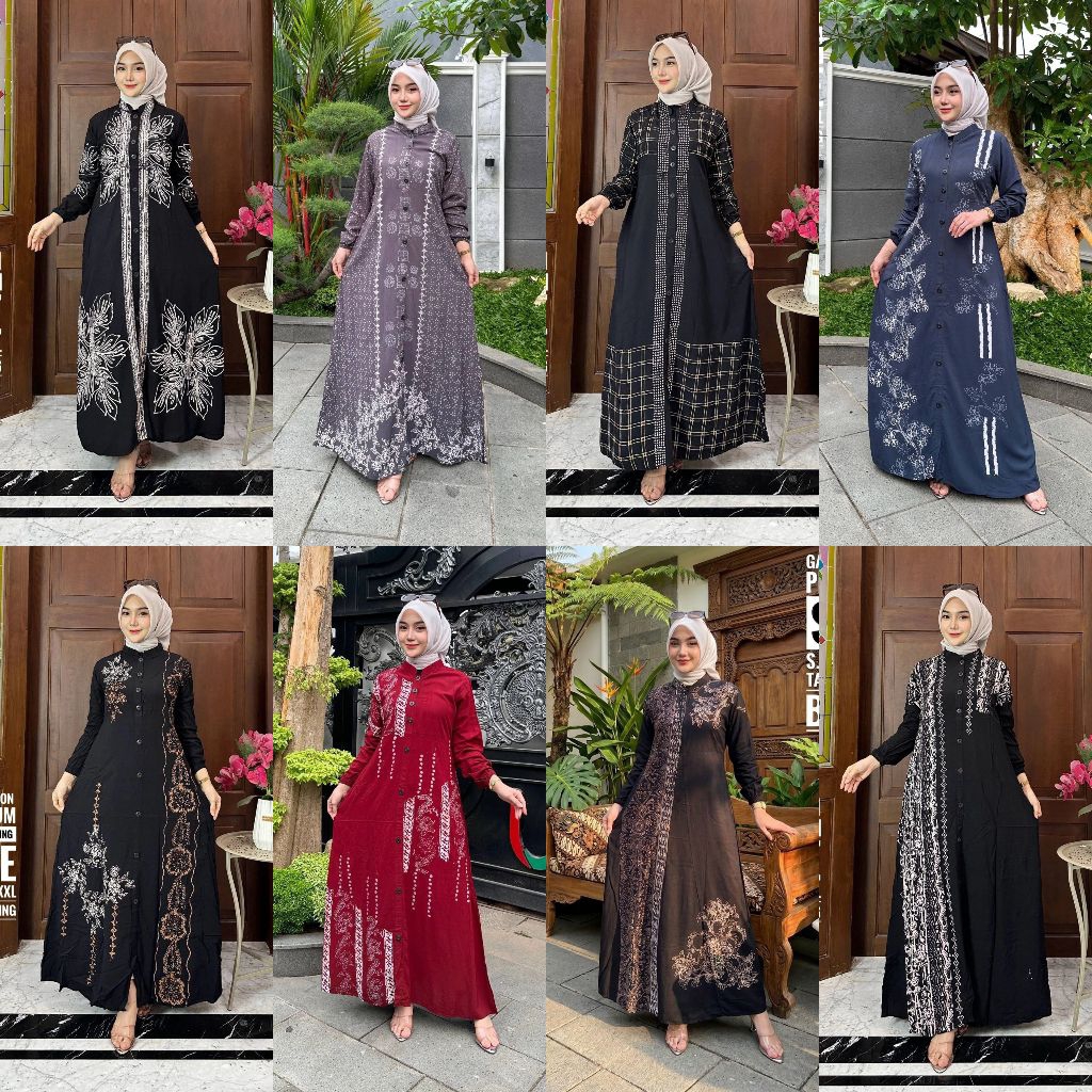 Gamis twill rayon premium model kancing depan busui friendly terbaru - gamis jumbo kekinian syar’i b