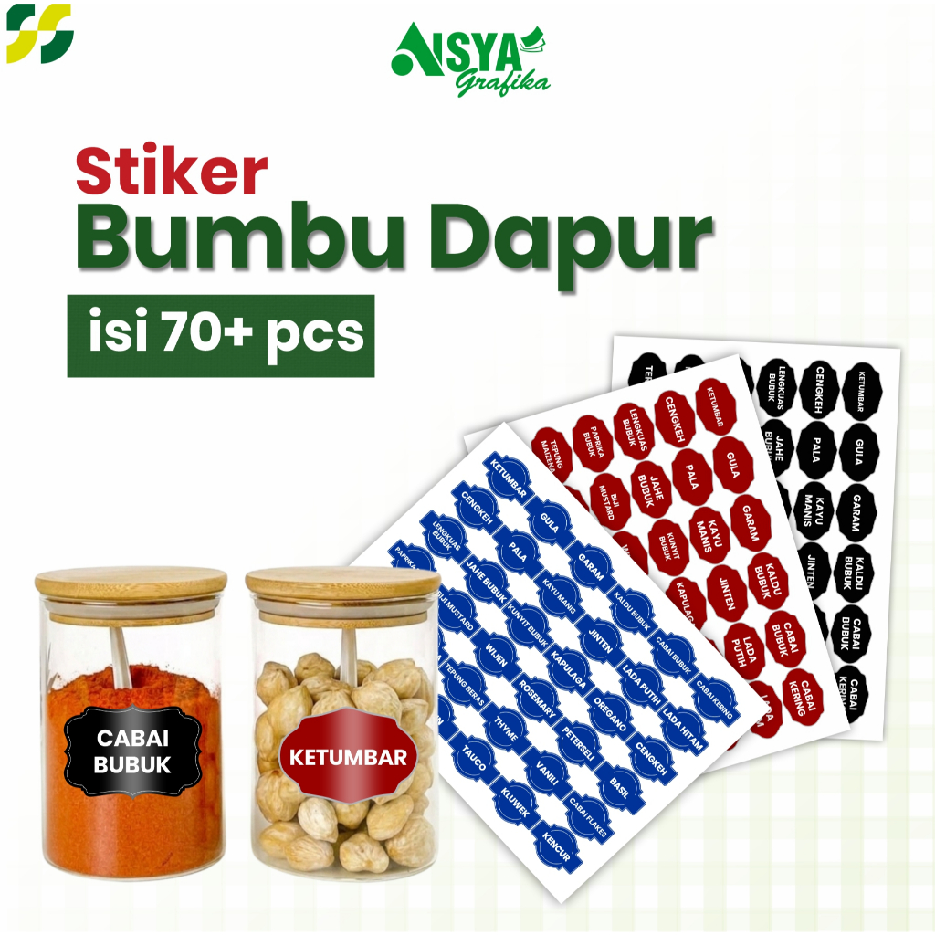 Sticker Bumbu Dapur Terlengkap | Waterproof | Kitchen Set Label | Label Nama Toples Wadah Makanan