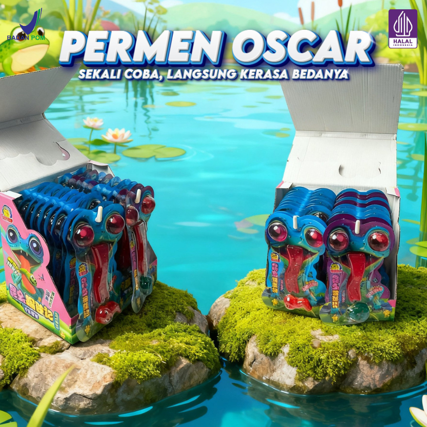 Permen Karakter Oscar Kenyal Bentuk Unik Rasa Buah Segar 1 Box / Permen Jelly Lembut