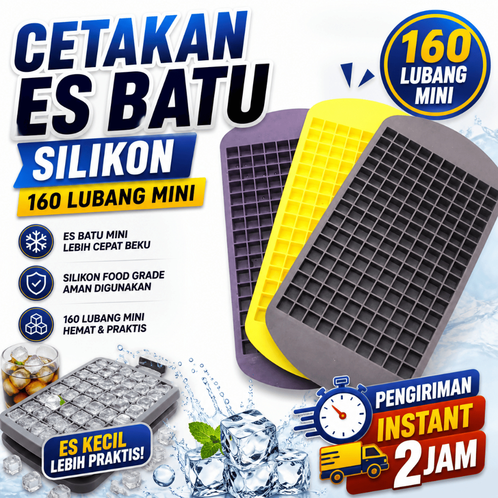 Cetakan Es Batu Silikon 160 Lubang Mini | Ice Cube Tray Kotak Multifungsi Freezer Microwave