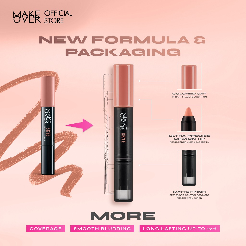 MAKE OVER Color Stick Matte Crayon 2.6 g - Lipstick Lipstik Bibir Matte untuk Base Ombre BEST SELLER